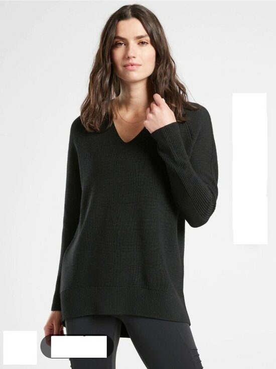 Athleta Sweaters - Athleta Hanover Merino Blend Sweater V-Neck Wool-blend in Black SZ M